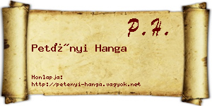 Petényi Hanga névjegykártya